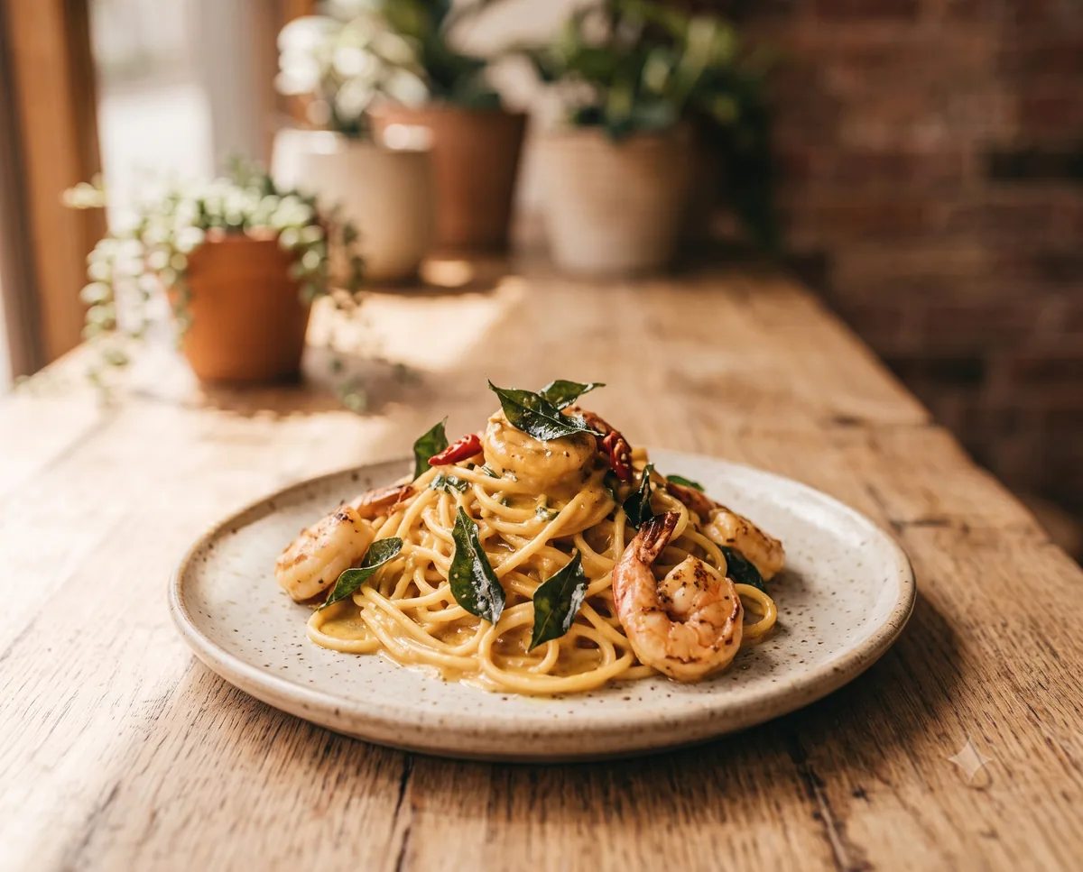Salted Egg Yolk Pasta at Maneh Cafe